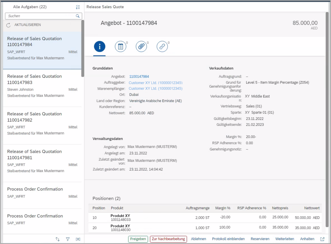 SAP System Screenshot: SD Freigabeprozess bei EagleBurgmann