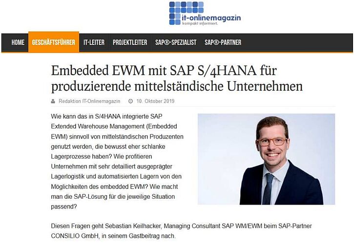 Embedded EWM mit SAP S/4HANA für produzierende mittelständische Unternehmen - CONSILIO GmbH