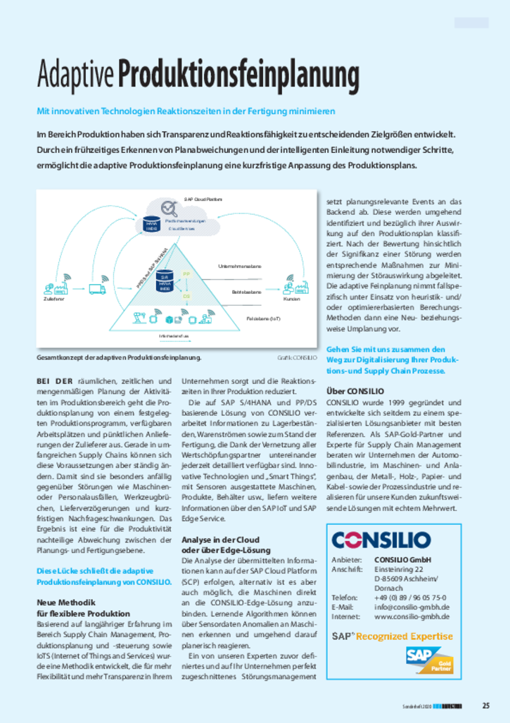 Adaptive Produktionsfeinplanung