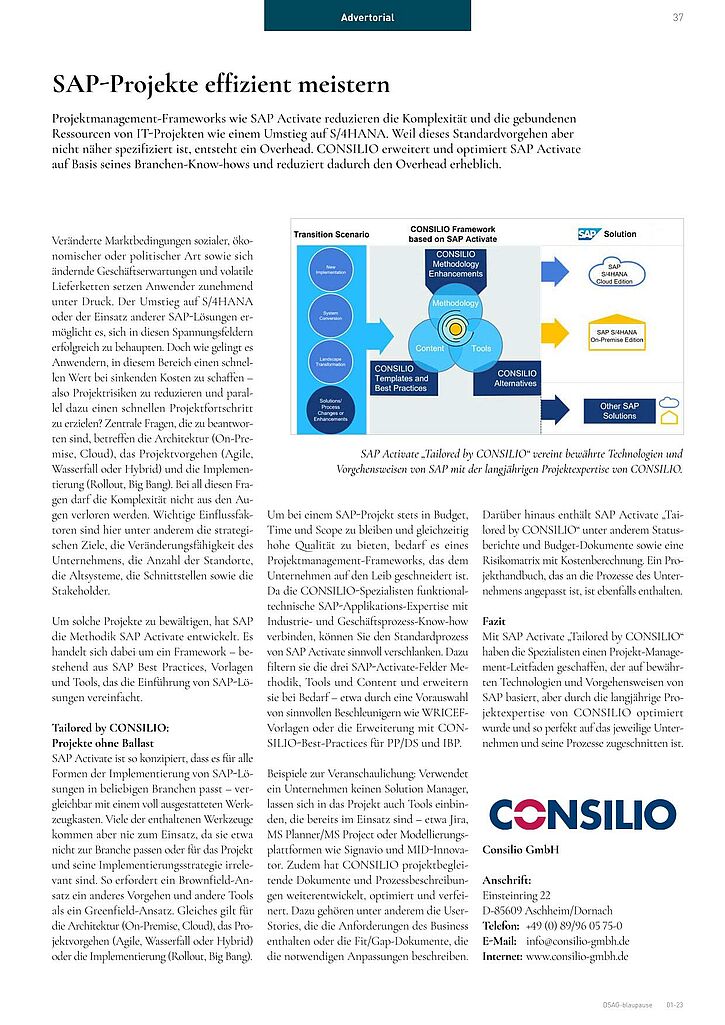 SAP Activate "Tailored by CONSILIO"