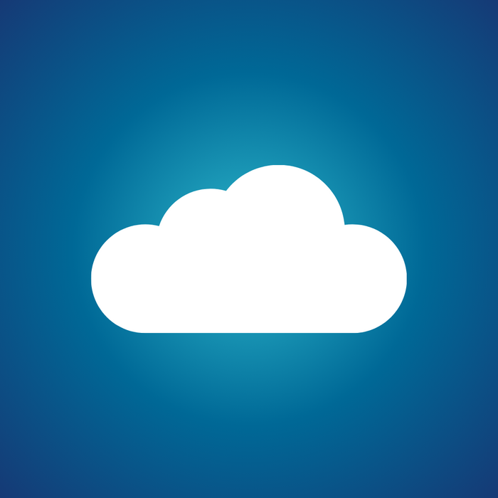 Weißes Cloud-Symbol vor blauem Hintergrund