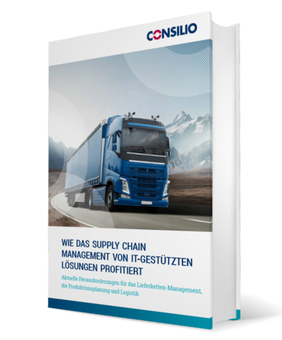 Mockup E-Book "Wie das Supply Chain Management von IT-gestützten Lösungen profitiert"