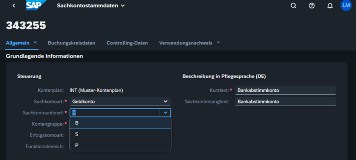 Sachkontenstammdaten verwalten