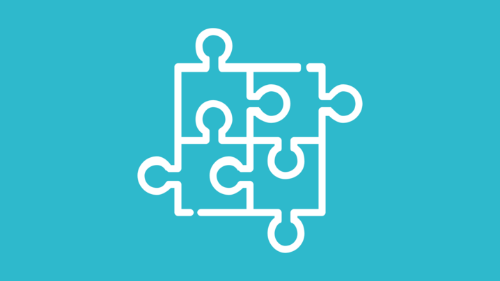 [Translate to English:] Puzzle-Icon vor petrolfarbenem Hintergrund